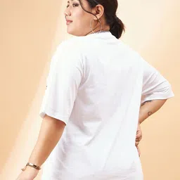 SASSAFRAS Curve Plus Size Floral Printed Pure Cotton Relaxed Fit T-shirt image 4