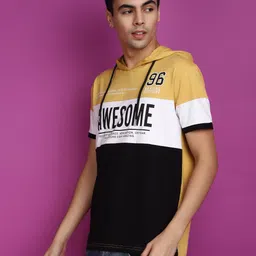 V-Mart Colourblocked Hooded Short Sleeves Cotton T-shirt image 3