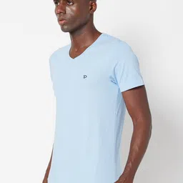 SPORTO Men Blue Solid Outdoor Cotton T-shirt image 5