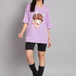 Imsa Moda Graphic Printed Oversized Longline Cotton T-shirt image 2