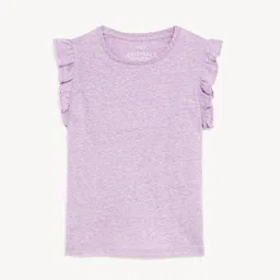 Marks & Spencer Girls Round Neck Flutter Sleeves T-shirt image 2