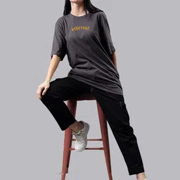 Mad Over Print Round Neck Printed Cotton Oversized Tshirt image 5