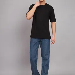 Imsa Moda Typography Printed Drop-Shoulder Sleeves Cotton Oversized T-Shirt image 5