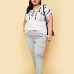 max Plus Size Floral Printed Pure Cotton T-shirt image 5