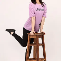 Leotude Graphic Printed Drop-Shoulder Sleeves Oversized Fit Casual T-shirt image 5