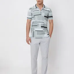 Mufti Slim Fit Abstract Printed Polo Collar Cotton Casual T-shirt image 5