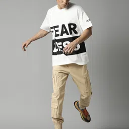 Breakbounce Men Off White Typography Printed Pure Cotton T-shirt image 4