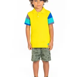 Cherry Crumble Boys Multicolor Cut & Sew Sunny Colorblock Polo T-shirt image 5