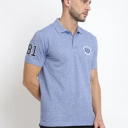van heusen innerwear Van Heusen Men Blue Solid Varsity Inspired Short Sleeve Polo T-Shirt image 5