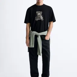 MISCHIEF MONKEY Round Neck Graphic Printed Cotton Oversized T-shirt image 5