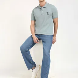 Calvin Klein Jeans Men Solid Polo Collar Cotton T-shirt image 4