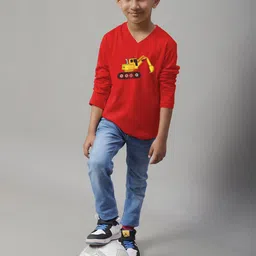 Friskers Boys Printed V-Neck Pure Cotton Slim Fit T-shirt image 3
