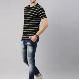 Joven Men Black Striped T-shirt image 5
