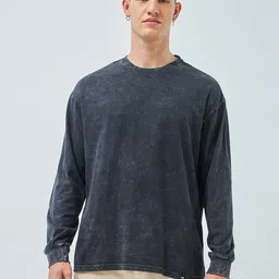 Bewakoof Round Neck Long Drop Shoulder Sleeves Pure Cotton Oversized T-shirt-picture-13