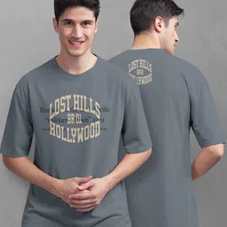 BULLMER Typography Printed Oversized Cotton T-shirt image 5