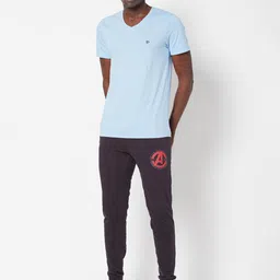 SPORTO Men Blue Solid Outdoor Cotton T-shirt image 4