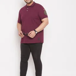 bigbanana Men Plus Size Maroon Polo Collar T-shirt image 2