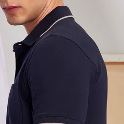 Red Flame Polo Collar Pockets Cotton T-shirt image 4