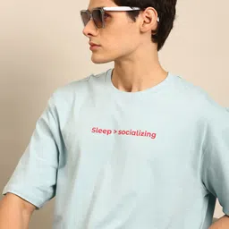 recast Bio Finish Typography Printed Pure Cotton Oversized T-Shirt image 1