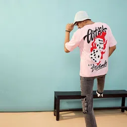 MASCLN SASSAFRAS Unisex Pink Graphic Printed Cotton Oversize T-Shirt image 2