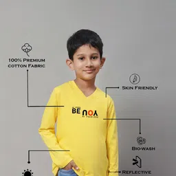Friskers Boys Yellow Typography V-Neck Applique T-shirt image 2
