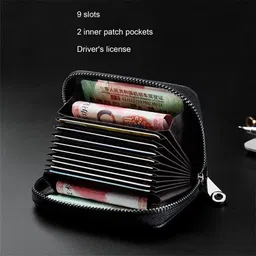 vogard Unisex Genuine Leather Wallet with Zipper | RFID Blocking Card Holder Zipper Wallet (POP51-Brown) image 3