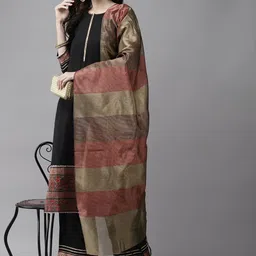 Indo Era Women Black Yoke Design Regular Gotta Patti Kurta with Palazzos & With Dupatta image 2