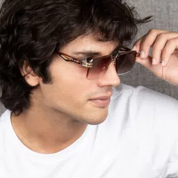 Ted Smith Unisex Brown Lens & Gold-Toned Aviator Sunglasses with UV Protected Lens-picture-29