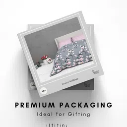 THE WHITE MOSS White & Blue Geometric 400 TC Queen Bedsheet with 2 Pillow Covers image 3