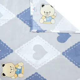 FABINALIV Grey & Blue Cartoon Printed 300 TC King Bedsheet with 2 Pillow Covers image 3
