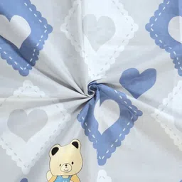 FABINALIV Grey & Blue Cartoon Printed 300 TC King Bedsheet with 2 Pillow Covers image 4