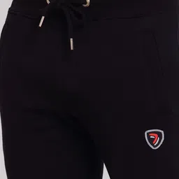 SPORTO Men Black Solid Cotton Slim-Fit Sports Track Pant with Dual Zipper Side Pockets image 4