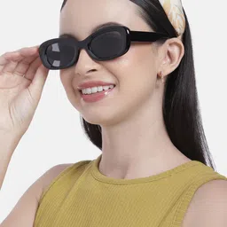 DressBerry Unisex Black Lens & Black Rectangle Sunglasses with UV Protected Lens image 5