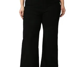 high star clothing HIGH Star Women Plus Size Black Wide Leg Stretchable Jeans image 1