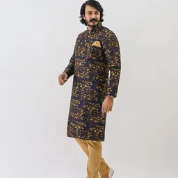 brand boy Indo Western Sherwani Wedding Dress for Men Ethnic Wear - Yellow (Large) image 4