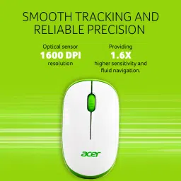 Acer Wireless Mouse (White and Green) image 3