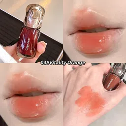 Gege Bear Big Ice Bucket Crystal Permeable Light Lip Glaze | High-Shine Crystal Gloss | Lipstick Liquid Waterproof for Women | Best Combo Set Nude Shades Glossy Long Lasting | Lipsticks Mini Red Wine, Pink & Brown Shade (04# Rose Honey, 5g) image 5