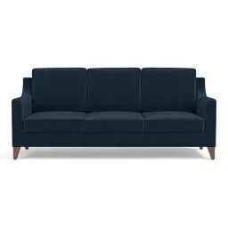 urban ladder create Abbey 3 Seater Fabric Sofa in Sea Port Blue Velvet Colour image 2