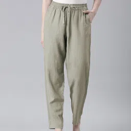 Marks & Spencer Women Solid Mid Rise Pleated Joggers-picture-10