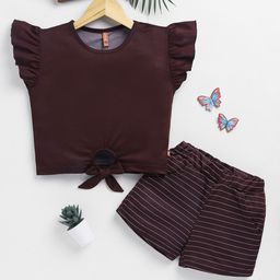 Here&Now X Game Begins Girls Flutter Sleeves Top with Shorts-picture-36