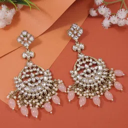 I Jewels Gold-Plated Kundan Contemporary Chandbalis-picture-55