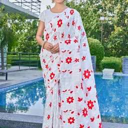 Ariya Prints Floral Woven Design Zari Jamdani Saree-picture-14