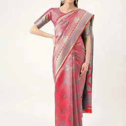 Maroosh Ethnic Motifs Woven Design Zari Banarasi Saree-image-20