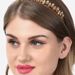 Zaveri Pearls Women Gold-Toned Embellished Hairband-image-17