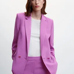 MANGO Sustainable Oversized Fit Solid Formal Blazer-picture-42