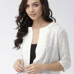 Style Quotient Women White Self Design Open Front Shrug-picture-1