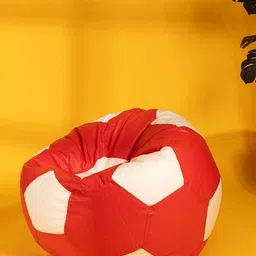 THREADVIBE LIVING Red & White Football Bean Bag With Beans-picture-13