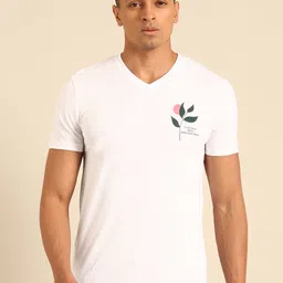 Being Human V-Neck Pure Cotton T-shirt with Minimal Print-picture-40