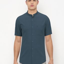 Peter England Casuals Men Navy Blue Slim Fit Casual Shirt-picture-20
