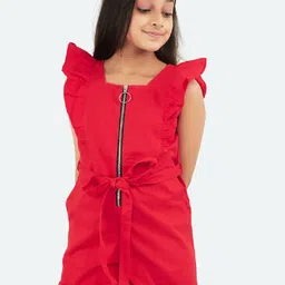 Olele Girls Square Neck Cotton Twill Rompers-image-85